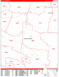 East Los Angeles Wall Map Zip Code Red Line Style 2026